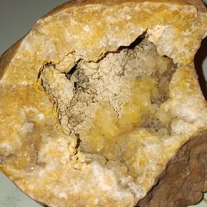 Natural Geode with Yellow Cubic/ Crystals
